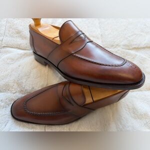 NEW! $995 Ralph Lauren Purple Label Meegan Burnished Brown Leather Loafers 10